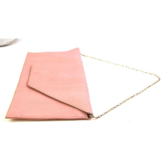 Halogen POWDER PINK REAL LEATHER CHAIN STRAP ENVELOP SHOULDER BAG HANDBAG CLUTCH - Picture 7 of 15
